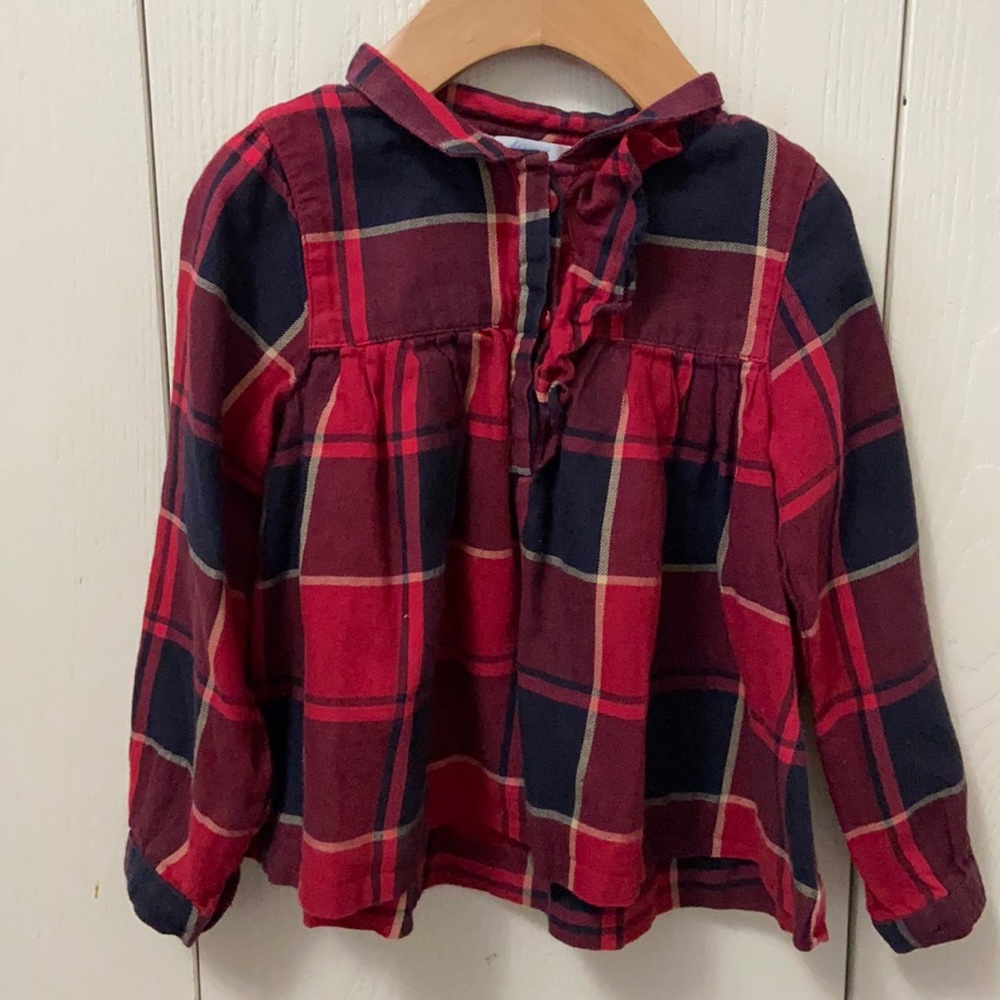 Jacadi Red Plaid Blouse